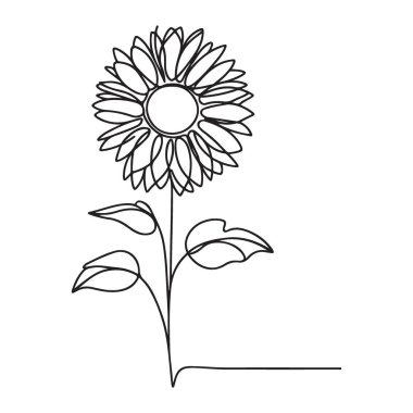 Zarif Ayçiçeği Sürekli Çağdaş Sanat Çizimi