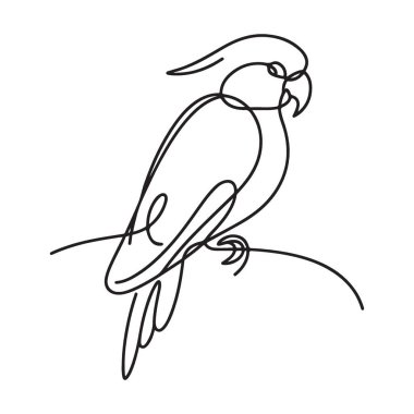 Zarif Papağan Kuş Silueti Sürekli Çizgi Vektör ResmiComment