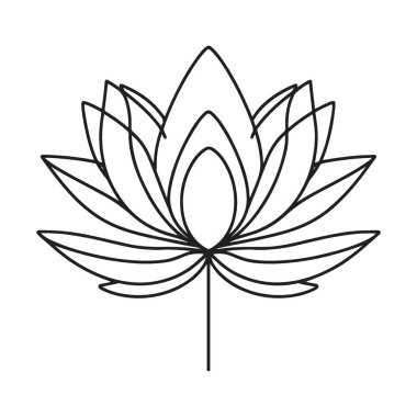 Zarif Lotus Çiçeği Minimalist Çizgi Sanat Vektörü Çiçek İllüstrasyonu