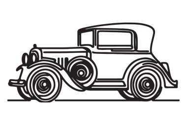 Antika Otomobil Ana Hattı Klasik Araba Çizimi