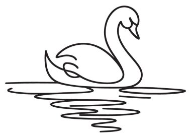 Dalgalanan Su Resimleri Tasarımı Üzerine Serene Swan Line Art