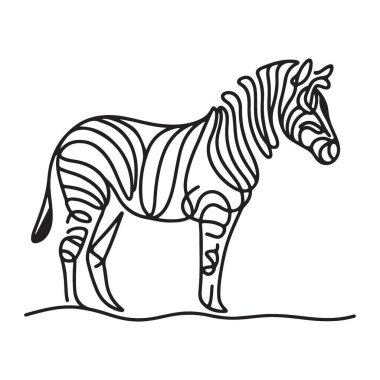 Çarpıcı Zebra Siluet Çizgisi Sanat Çizgisi Vahşi Yaşam Tasarımı