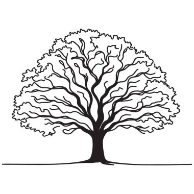 Tasarım Projeleri için Ayrıntılı Ağaç Silüeti Vektör ResmiComment