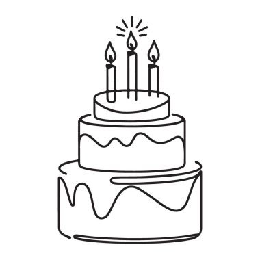 Mumlu Üç Katlı Pasta Vektörü Silueti