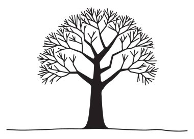 Ayrıntılı dalları olan Çıplak Ağacın Siluet ResmiComment