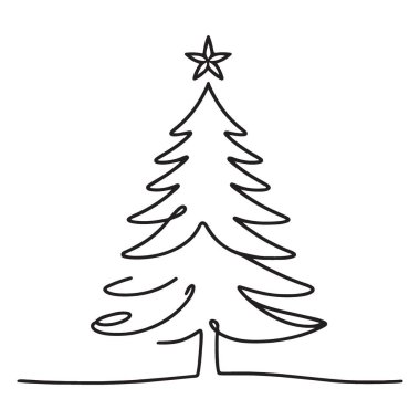 Tatil Mevsimi Dekorasyon Fikirleri İçin Zarif Noel Ağacı Çizgisi Sanatı