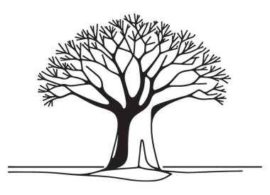 Görkemli Ağaç Çizgisi Silueti Sanat Vektörü Basit Peyzaj
