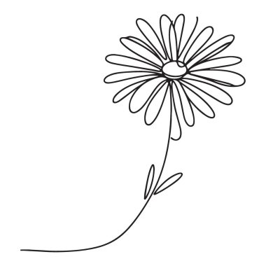 Dekoratif Tasarım için Daisy Çiçek Çizgisi Resim Vektörü