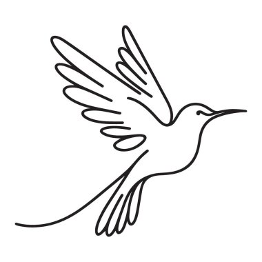 Zarif Uçan Kuş Bir Satır Sanat Sanatı Görüntü Vektörü Silueti