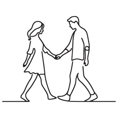 Birbiriyle El ele Yürüyen Çiftin Sürekli Çizgisi