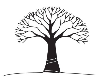 Baobab Ağacı Silüeti Afrika 'dan İlham Alınan Tasarımlar İçin Grafik Sanatı