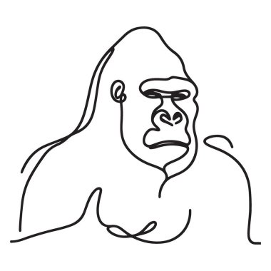 Hayvanlar için İfade Eden Goril Çizgisi Sanat Tasarımı