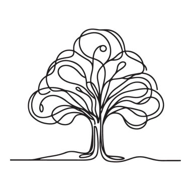 Soyut Bir Hat Ağaç Resimleri Modern Doğa Sanat Tasarımı