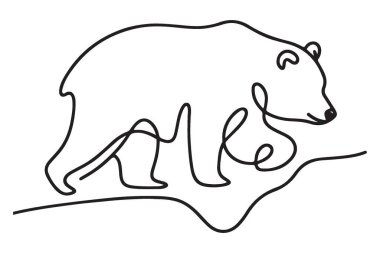 Bir Satır Ayısı Resimlendirme Vektör Sanatı Yüzeyde Yürüme Minimalist Tasarım