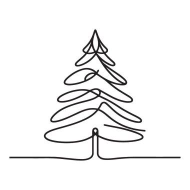 Minimalist Bir Satır Fife Ağacı Çizim Vektörü Sanatı