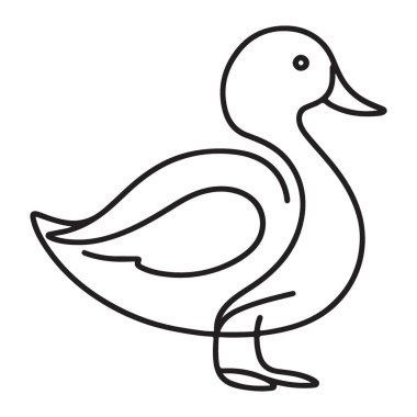 Basit Ördek Çizimi Sevimli Kuş Devamlılık Çizgisi Sanat Silüeti