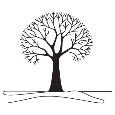 Çıplak Ağaç Silueti İllüstrasyon Doğayı Sevenler için Sanatsal Tasarım