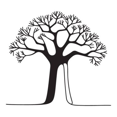 Çıplak Ağaç Silueti Doğa Projeleri için Basit Grafik Tasarımı