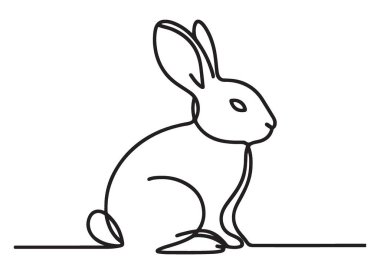 Bir Tavşan Siluetinin Tek Çizgisi Minimalist Vektör ResimleriName