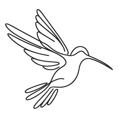 Sinekkuşu siluetinin tek çizgi çizimi Zarif Minimalist Sanat