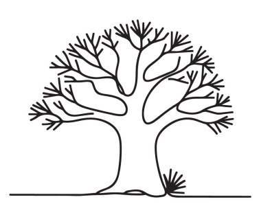 Minimalist Çıplak Ağaç Tek Çizgisi Küçük Bush Tasarımı