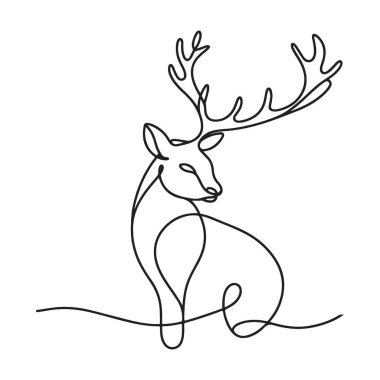 Zarif Geyik Silüeti Çizgisi Sanat Resimleri Vahşi Yaşam Hayvan Tasarımı