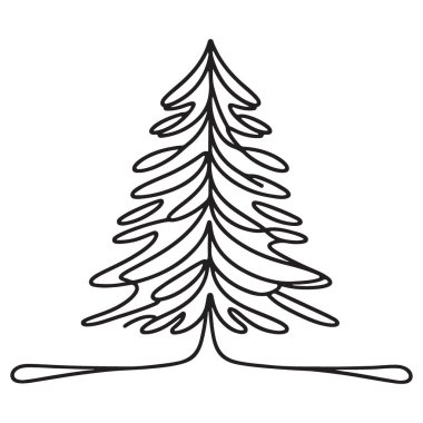 Basit bir Noel Ağacı Silüeti Tasarımı Çizgisi Sanat ResmiComment