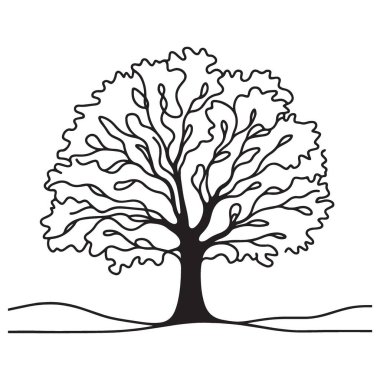Zarif Ağaç Silüeti Çizgisi Doğa İlham Veren Tasarımlar Sanat İllüstrasyonu