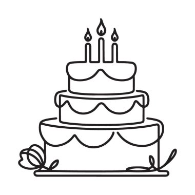 Doğrusal Doğum Günü Pastası Kutlaması Yıldönümü İllüstrasyonu
