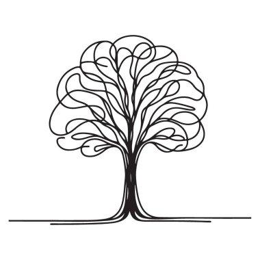 Soyut Ağaç Resimleri Eşsiz Silüet Tasarım Çizgisi Grafiksel Çizgisi