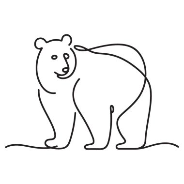 Bir ayının kesintisiz çizgi çizimi minimum sanat vektörü çizimi