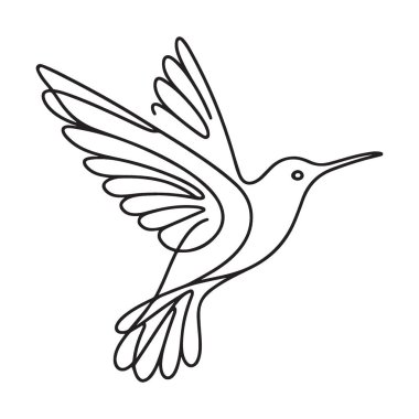 Sinekkuşu Zarif Siluet Vektör Çizgisi Sanat Uçan Resimleri