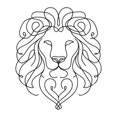 Majestic Lion Head Siluet Vektör Hattı Sanat Çizimi Tasarımı