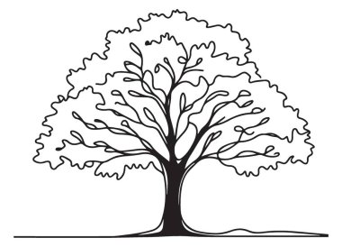 Zarif Ağaç Silueti Çizimi Doğa İlham Veren Tasarım Elementi