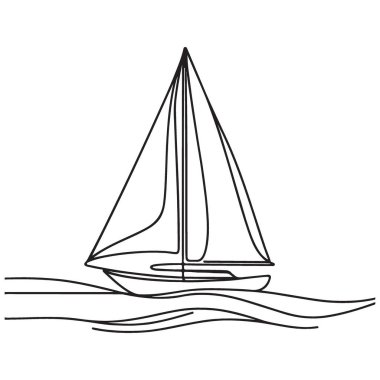 Su Hattındaki Basit Yelkenli Sanatsal Resimli Tekne Macerası Tasarımı