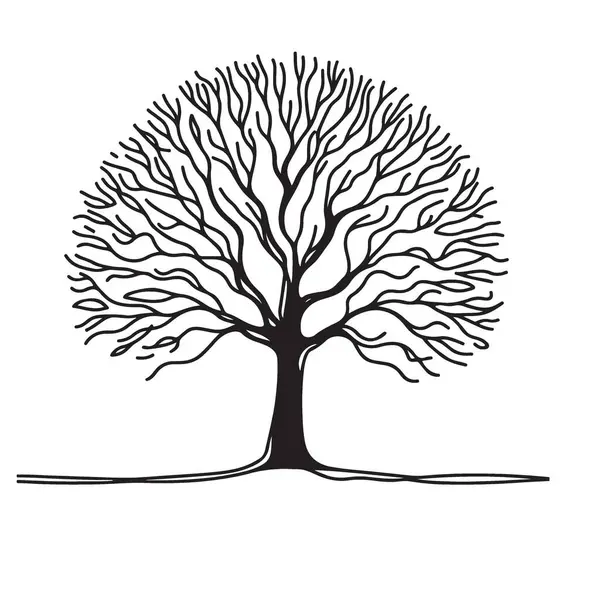 Kış ve Doğa için Çıplak Ağaç Silüeti Vektör İllüstrasyonu