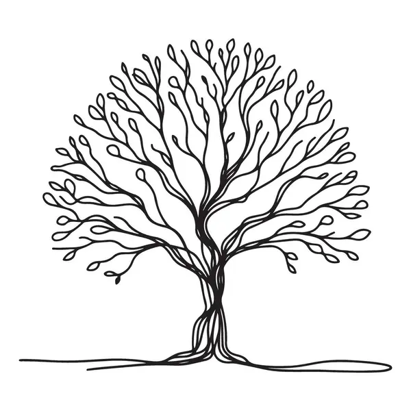Ayrıntılı Ağaç Resimleri Siyah Dış Hattı Siluet Doğa Element Tasarımı