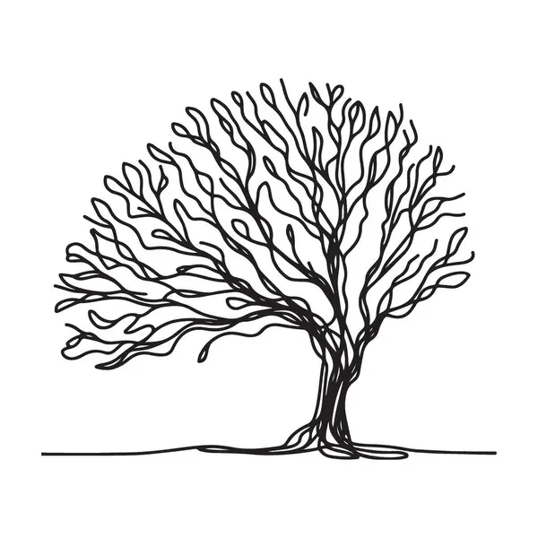 Zarif Siluet Ağaç Çizgisi Doğa Hevesleri için Sanat İllüstrasyonu