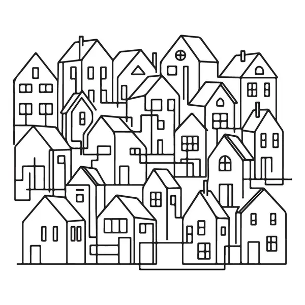 Bağlı Evler Kentsel Şehir Çizgisi Sanat Modern Minimalist Siluet