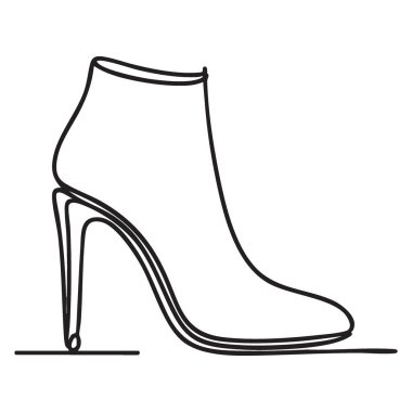 Elegant High Heel Boot Illustration Simple Continuous Line Art