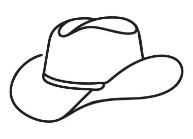 Batı Temaları için Klasik Kovboy Şapkası Siluet Vektör İllüstrasyonu