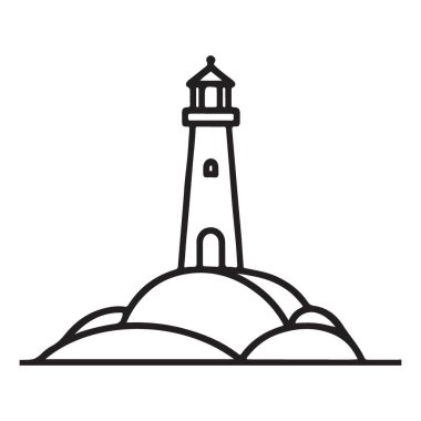 Sahil Feneri Basit Çizgi Çizimi Simgesel Vektör Resimleri