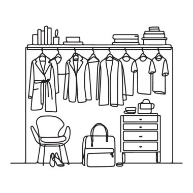 Gardırop ve Kıyafet Bir Çizim İç Vektör ResimleriComment