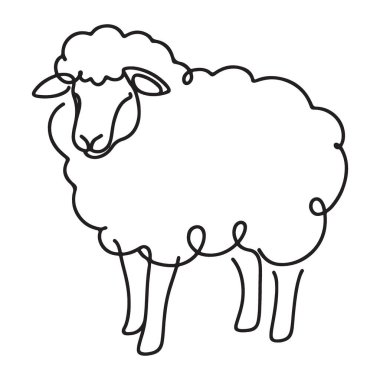 Yumuşak Koyun Çizgisi Çocuk Yuvası veya Çiftlik Evi Dekorasyonu için Resim Çizimi