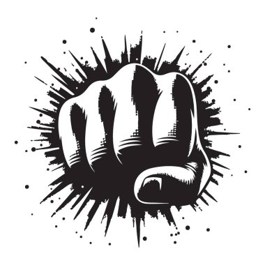 Güç Yumruğu Silueti Yumruğu Sembolik Güç Saldırganlık ve Protesto