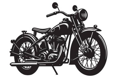Klasik Motosiklet Silüeti Vektör İllüstrasyonu Klasik Tasarımlar İçin Mükemmel