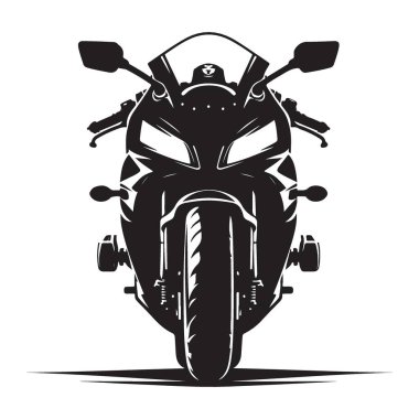 Siluet Ön Görünüm Motosiklet Vektörü İllüstrasyon Spor Tasarımı