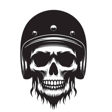 Motosiklet Kurukafa Miğferi Siluet Vektör Sanat Çizimi Tasarımı