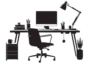 Çalışma Alanı Tasarımı için Modern Ofis Masası Silüeti ResmiComment