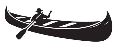 Nehrin Huzurunu Keşfeden Vintage Canoe Adventure Silhouette Art
